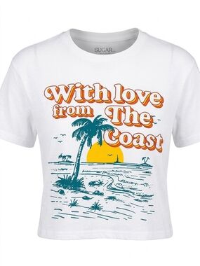 Sugar Flower White "With Love From The Coast" Graphic Tee